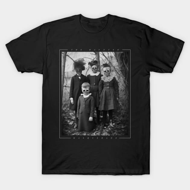 Creepy Kids with Halloween Masks T-Shirt by Rike Mayer